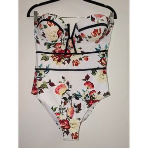 Women's Cupshe Floral Retro 40s Vibe One Piece Bathing Suit Sz M - New w/ Tags
